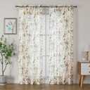 OWENIE Crushed Sheer Curtains, 84 Inches Long, 2 Panels Set, Floral Printed Drapes for Living Room, Rod Pocket, Light Filtering Farmhouse Window Sheers (2 Panels, 42" x 84") (Multi Color)
