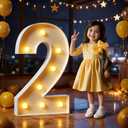 Marquee Numbers 3 Feet Tall Large Light Up Numbers 2nd 12th 21st Two Fast Birthday Decorations Big Yellow Light Outdoor Anniversary Decorations Balloon Arch Kit Party Backdrop 2