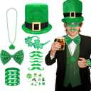 16 Pcs St. Patrick's Day Leprechaun Costume Set - Hat, Glasses, Bow Tie, Beard & More, Irish Holiday Party Accessories