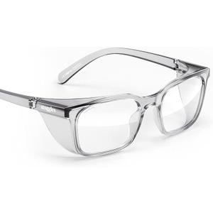 Stoggles Rectangle Z87.1 Certified Safety Glasses, Blue-Light, UV Blocking Lens, Top & Side Shield, Anti-Fog, Stylish Eyewear (Medium Standard Fit, Cold Brew)