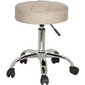 Hillsdale, Nora Metal Adjustable Backless Vanity/Office Stool with Casters for Makeup Room or Bathroom, Cream