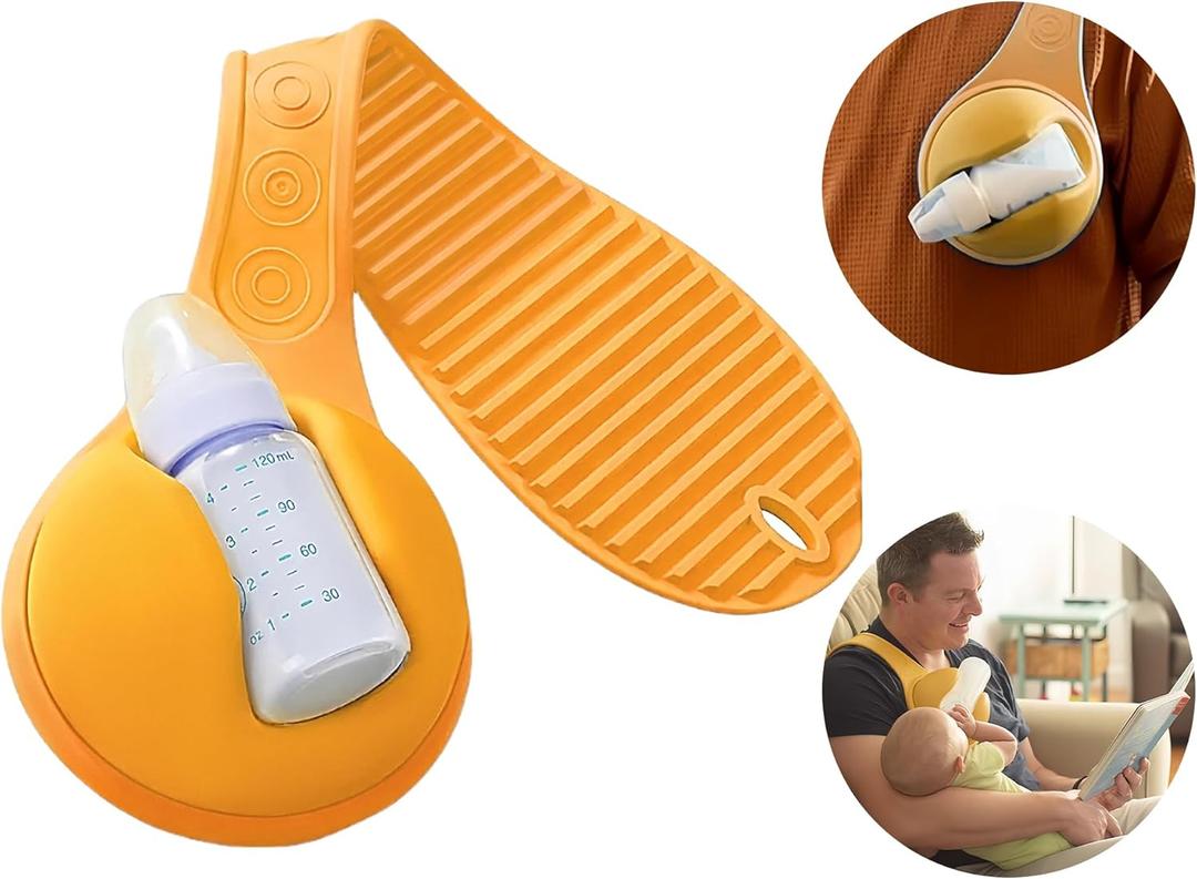 Baby Bottle Holder Hands Free: 2025 New Baby Bottle Holder for Dad Anti-Shedding and Anti-Slip, Suitable for Most Bottle Sizes, Soft Silicone (Yellow)