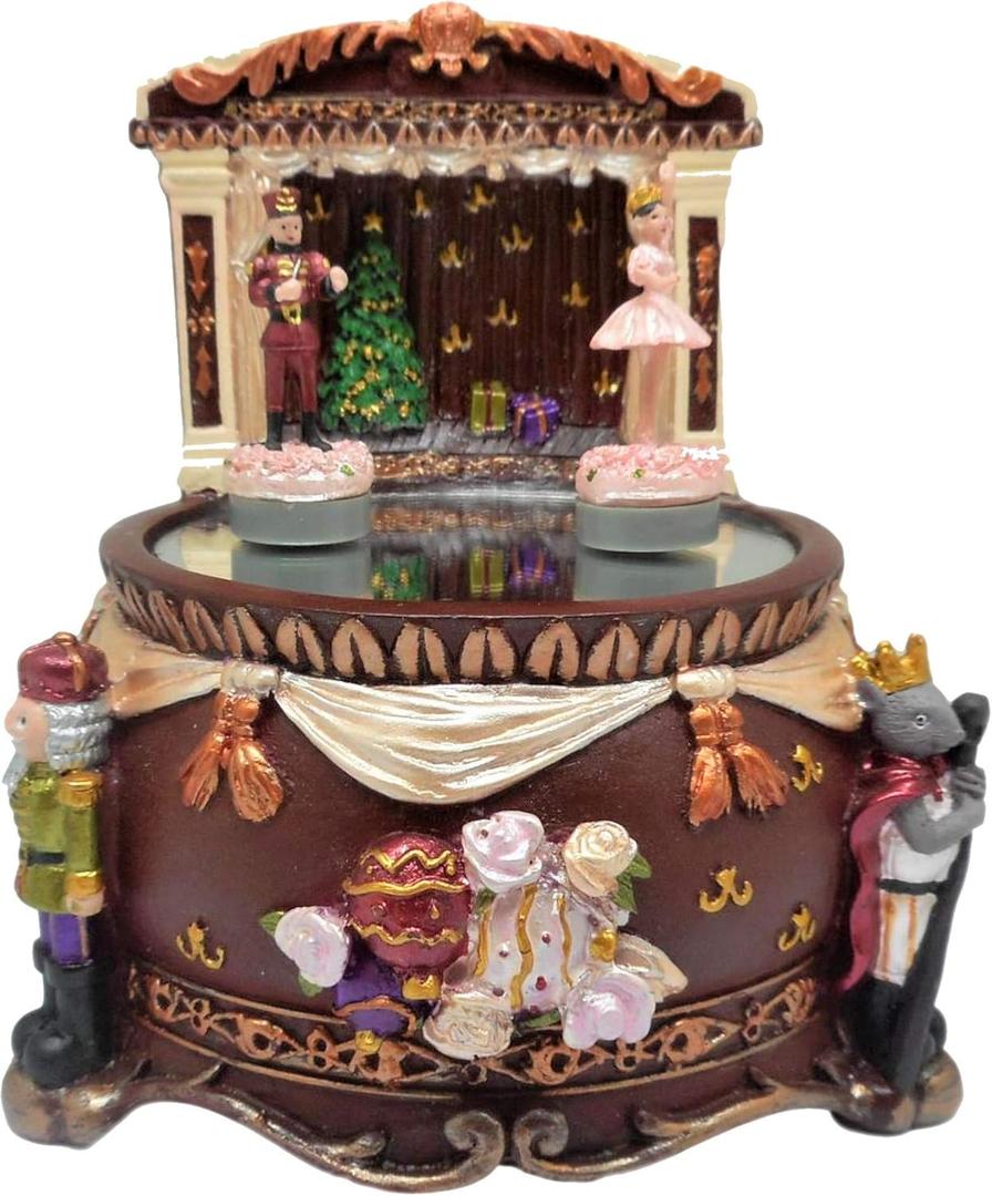 Lightahead Nutcracker Musical Skating Pond with Beautiful Soldier Couple Skating on The Pond Christmas Music Box Ideal Gift for Ages 15 and Up