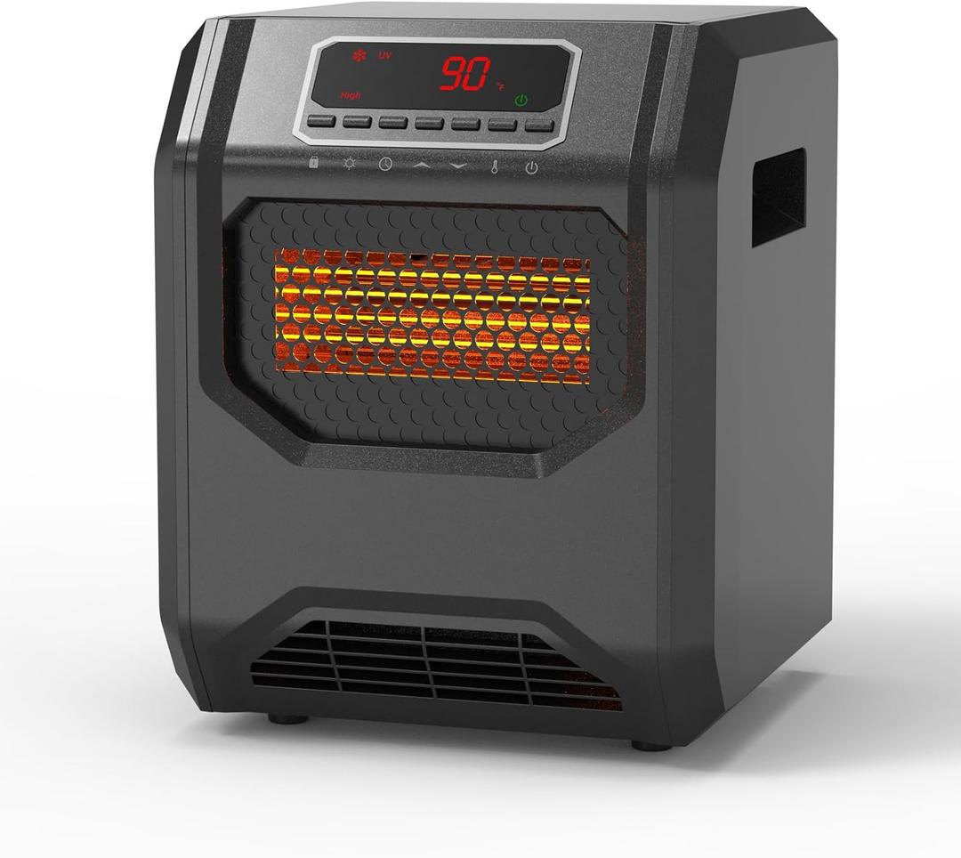 Space Heater for Indoor Use 1500W Electric Room Heaters Infrared Quartz Heaters with Thermostat 12H Timer Portable Space Heater with 6 Heating Elements and Remote Control for Office Bedroom