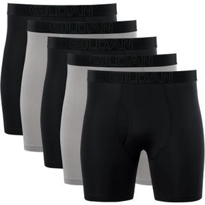 Gildan Men's Performance Underwear Boxer Briefs (Medium, Black/Opal Grey)
