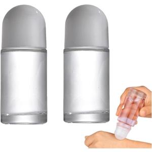 White 50ML Glass Empty Roller Bottles with Plastic Roller Ball, Deodorant Roll On Containers Leak Proof Massage Ball Bottles with Cap for Essential Oil Perfume Cosmetics (2Pcs)