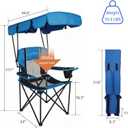 FAIR WIND Portable Canopy Camping Chair 380 LBS Capacity Heavy Duty Oversized Folding Lawn Chair with Sunshade for Beach, Fishing, Sports & Outdoors