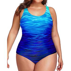 Daci Women Plus Size One Piece Swimsuit Athletic Tummy Control Ruched Bathing Suit with U-Back (Size 30 W)