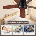 42 Inch Ceiling Fans with Lights and Remote, Flush Mount Black Ceiling Fan for Bedroom Living Room Indoor/Outdoor, Quiet 6 Speed Reversible DC Motor, 3CCT, Dual Color 5 Blades, ETL Listed