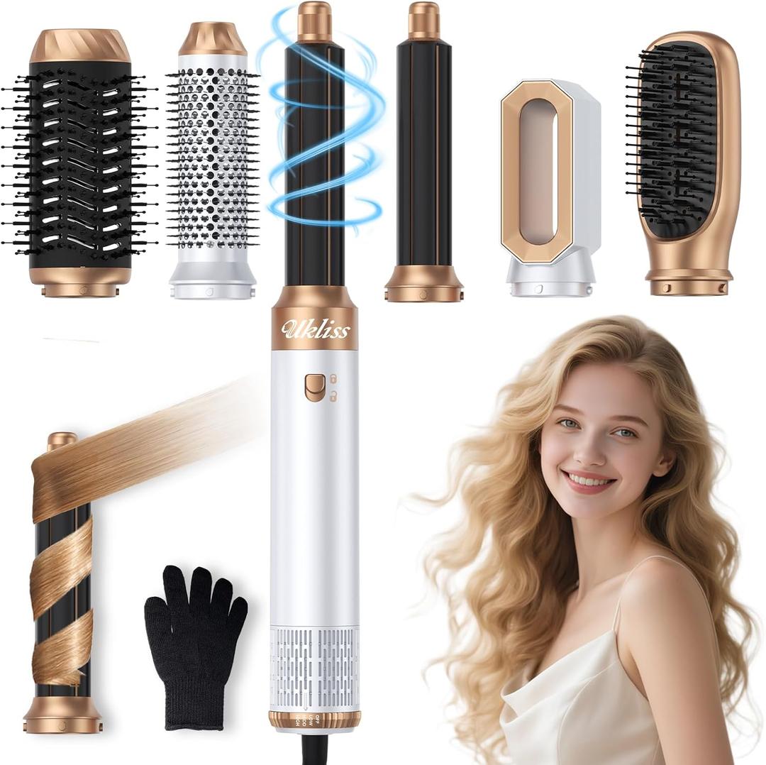 Ukliss 6 in 1 Hair Dryer Brush & Air Styler  Ionic Blow Dryer with AutoWrap Straightener & Volumizing Brush for Fine/Thick Hair Fast Drying Frizz-Free Salon & Travel Use (ALCI Plug)