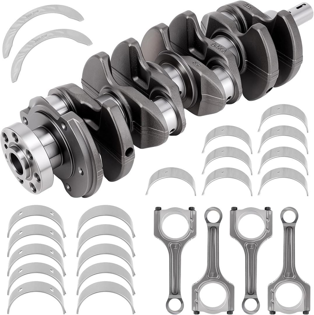 2.0T G4KF Crankshaft with Connecting Rods Bearings Compatible with Kia Optima Sportage 2013-2015, Hyundai Genesis Coupe 2012-2016 Santa Fe Sport 2013-2015 Sonata 2009-2014 OE# 23111-2G400 23510-2G440
