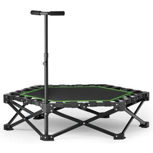 East Mount 42" Folding Fitness Trampoline for Adults, Foldable Mini Trampoline with Handle, Exercise Rebounder, Small Trampoline for Adults, Max Load 440lbs, for Indoor Garden Workout’