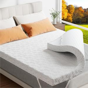 Memory Foam Mattress Topper - 3 Inch Gel Mattress Pad for Pressure Relief, Premium Soft Cooling Sleep Bed Topper, Non-Slip Design with Removable & Washable Cover, CertiPUR-US 