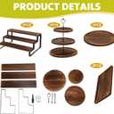 Teenyyou 5 Pcs Wooden Cupcake Stand Set 3 Tiered Display Shelf Round Rotatable Cupcake Stand Cake Tower Wood Rectangle Cake Tray for Dessert Table, Festivals, Wedding Party (Dark Color)