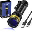 UV Flashlight B72 USB Rechargeable 365nm Mini Blacklight, Wood's Lamp Portable Handheld Powerful LED UV Blacklight for Pet Urine,Rocks, Resin Curing