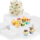 Leinuosen 6 Pcs Large Buffet Risers, 7 to 12 Inch Catering Dessert Table Risers Food Decorative Stands with hollow bottom for Catering Supplies, Party(White, Rectangle)