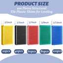 Pangda 300 Pieces Structural Tile Plastic Shims for Leveling 1/13'', 1/9'', 1/7'', 1/5'', 2/5'' Plastic Flat Furniture Shims for Toilet Door, Yellow Red Black Green and Blue