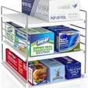 Pantry Organizers and Storage, Foil and Plastic Wrap Organizer- Divided Compartment Holder for Aluminum Foil&Wraps&Baggie Boxes, Upgraded Shelf Organizer for Pantry Organizer, Pantry Storage (White&Gray-Small)
