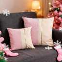 GUANGDEEN Pink Pillow Covers 18x18 in, Faux Leather Outdoor Waterproof Cushion Cases, Easy Clean Decorative Spring Pillows Cover for Living Room Couch Bed, Modern Farmhouse Accent