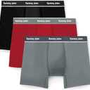 Tommy John Men's Essential Cool Cotton Stretch Boxer Brief Underwear - 6" 3-Pack, Breathable, Moisture-Wicking, Support Pouch (XX-Large)