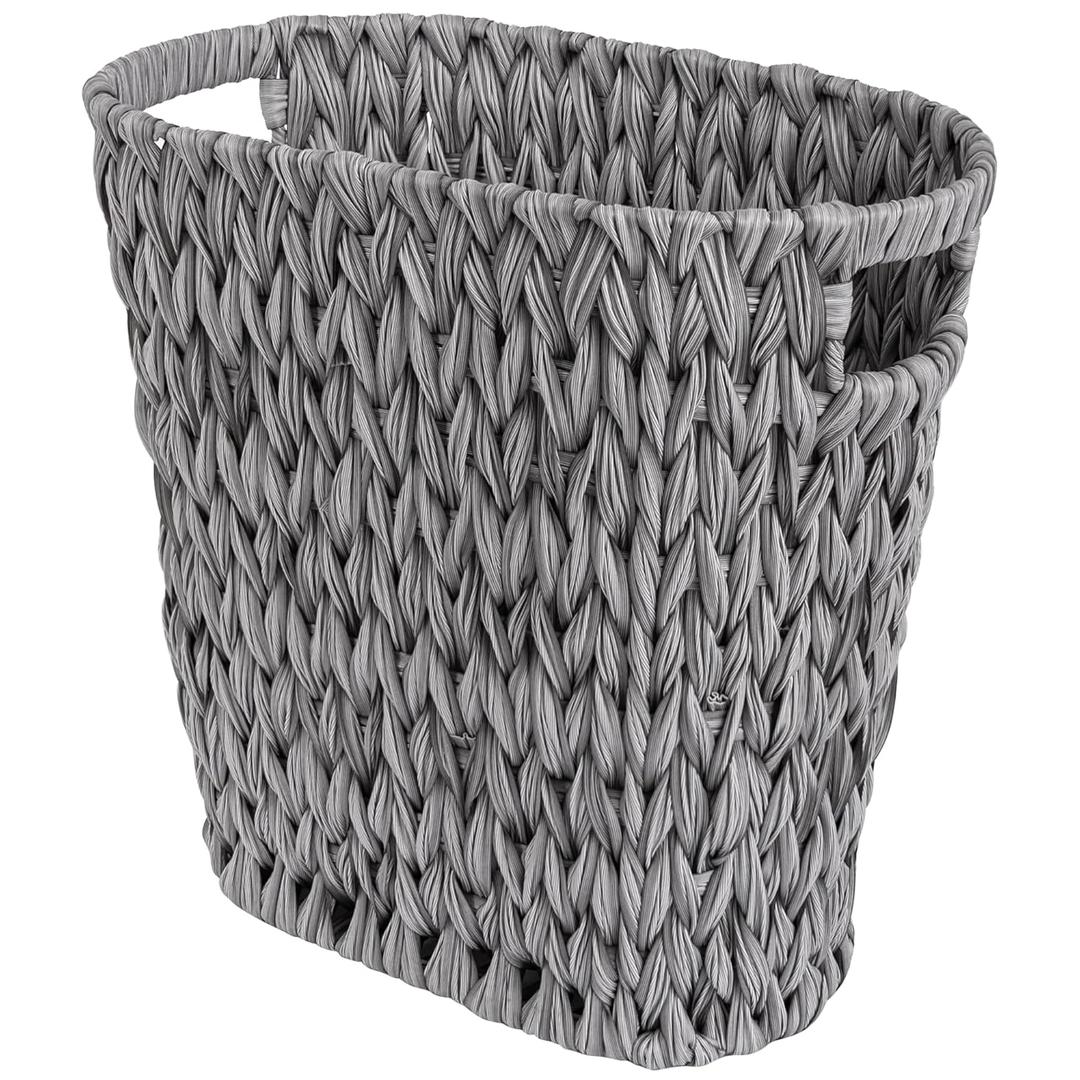 GRANNY SAYS Wicker Waste Basket - Waterproof, Space-Saving, 19L/5Gallon, Bathroom & Bedroom Trash Can (Gray)