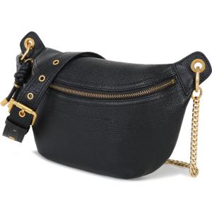 Genuine Leather Waist Packs for Women, Fashion Fanny Pack Belt Bag, Luxury Designer Trendy Crossbody Bag, Festival Bum Bags for Sports Traveling Running With Chain Straps (Black)