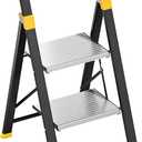 2 Step Ladder Lightweight Aluminum Folding Step Stool for Adults