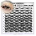 Flaunt Lash Clusters 8-14mm Wispy Cluster Eyelash Extensions CD Curl Eyelash Clusters Flora Individual Lashes Dramatic Volume Crisscross Cluster Lashes with Wide Band for Beginner DIY Lash by Yawamica