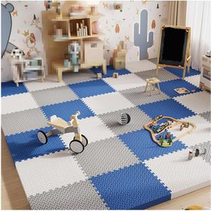 Foam Interlocking Floor Tiles Play Mat, 9pcs 12x12x1in Extra Thick EVA Foam Puzzle Exercise Mat, Protective Flooring for Workout Equipment (Navy Blue + White + Gray)