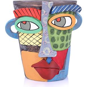 Unique Face Abstract Art Sculpture, Home Colorful Decor Statue for Modern Eclectic, TV Stand Accent, Coffee Table, Shelf, Entrance Table, Office Decor, Funky Quirky Art Decor Gift (Colorful)
