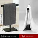 Towel Racks Hand Towel Stand, Countertop T-Shape Stainless Steel Free Towel Rack Stand Storage for Table, Black Towel Ladder Hanger Bar Drying with Heavy Base for Bathroom Kitchen, Bathroom Decor