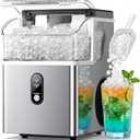 Crzoe Nugget Ice Maker Countertop, 35lbs/Day, Portable Pebble Ice Machine