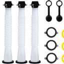 KP KOOL PRODUCTS Universal Gas Can Spout Replacement, Gas Can Nozzle with Gasket, Stopper, Collar Caps (Black and Yellow) & gas can vent caps, Pack of 3