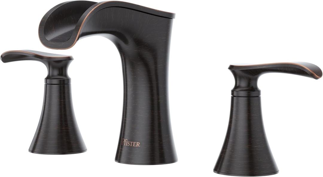Pfister Jaida 8 in Widespread Bathroom Sink Faucet 2-Handle 3-Hole Tuscan Bronze Finish NSF Certified Water-Efficient with Push & Seal Drain Technology LF049JDYY