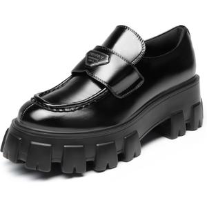 DREAM PAIRS Women's Chunky Loafers Platform Comfortable Slip-On Dressy Business Casual Fashion Outfit Loafer Shoes (7.5, Black-pat)