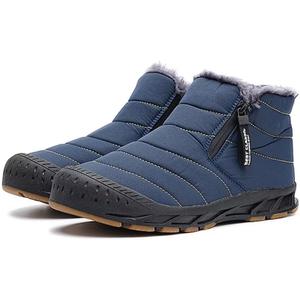 Jakcuz Men Snow Boots Water Resistant Non-slip Winter Shoes with Fuzz Lined Warm High Top Boots for Men (12 Wide, Blue)