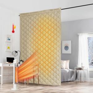 RYB HOME Large Thermal Insulated Curtain for Winter, Window Insulation Sondproof Room Divider for Workshop Basement Laundry Acoustic Covering as Door Curtain, W48 x L96 inch, Mocha, 1 Panel
