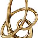 Modern Gold Knots Decor Ceramic Statue - Abstract Home Accent & Tabletop Figurine for Living Room, Bedroom, Bathroom, Office, Shelf, Mantel - Wedding, Coffee Table, Dining Room Centerpiece Decoration