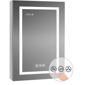 Blossom LED Medicine Cabinet with Mirror, 24x32 In | Lighted Bathroom Mirror Medicine Cabinet with Defogger | Recessed or Surface 3X Makeup Mirror, 3 Color Dimmer, Outlets & USB | A2(M)-24-Right Hinge