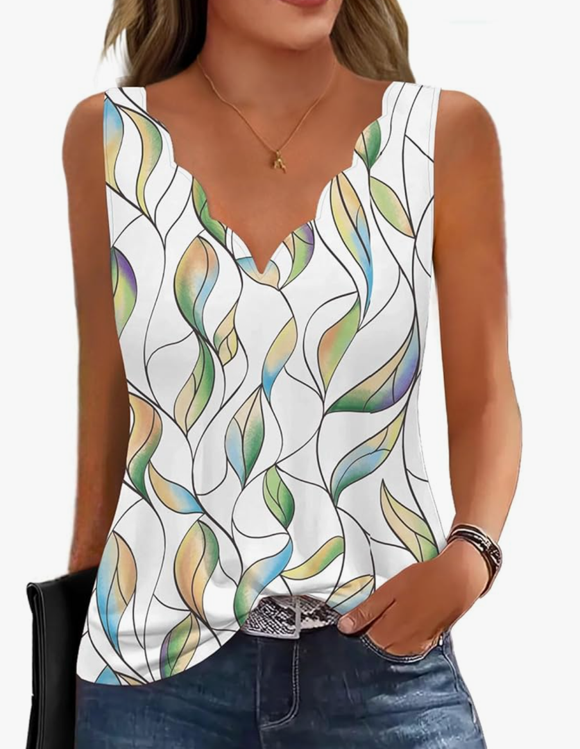 Womens Summer Tops Seashell V Neck Sleeveless Textured Tank Tops Dressy Knit 2025 Cute Basic Blouses Shirts,Size S