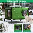 Cat House for Outside Use 900D Oxford Cloth, Outside Cat House Weatherproof with Remote Control Heated Pad, Insulated Cat Houses with Removable Feet to Isolate Moisture, Against Extreme Weather