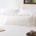 Kevin Textile 12x24 Inch Long Lumbar Pillow Cover 1 Pack 100% Cotton Lace Ruffles Scalloped Decorative Rectangle Cushion Case Soft Pillow for Bedding Couch Sofa, White