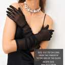 LATTEMARMALATTE Long Mesh Elbow Length Sheer Gloves - 1920s Opera Tulle Halloween Party Accessories Women Fashion (Black)