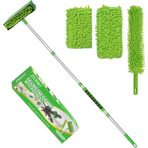 Ceiling Fan Cleaner Duster with 6 Ft/72'' Extension Pole High Ceiling Fan Blade Cleaning Tool Microfiber Duster Reusable Pads for Cleaning Ceiling Fan, Baseboard, Blind, Cobweb, Molding