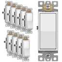 2 x ENERLITES Decorator Paddle Rocker Light Switch, Gloss Finish, Single Pole, 3 Wire, Grounding Screw, Residential Grade, 15A 120V/277V, UL Listed, 91150-W-10PCS, White (10 Pack)