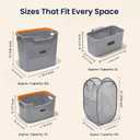 Laundry Basket Set with Handles, 3 Ventilated Plastic Baskets (30L, 17L & 4L Clip-On) and 55L Collapsible Mesh Hamper, Nestable Storage Design (Gray)