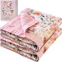 100% Cotton Muslin Baby Blanket - Large Reversible Receiving Blankets for Baby Girls, Soft & Lightweight, Perfect Muslin for Newborns, Infants & Toddlers, 7 Layers Design, Machine Washable, Pink