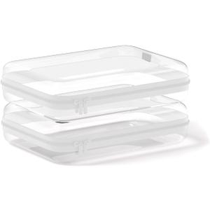 Mihkiom 2Pcs Clear Zipper Pouches, White BIiss Plastic Bins for Organizing, Hard Clear Hard Shell Zipper Case Makeup Bag & Travel Organizer for Storage Cosmetics, Puzzles, 8.7 x 6.3 x 2.4 Inch