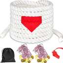 Tug of War Rope for Kids and Adults, Outdoor Lawn Yard Family Reunion Birthday Party Games, Tug of War Rope with Flag for Team Building Activities Field Day Game Carnival Games (White) (20FT)