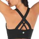 RUNNING GIRL Sports Bra for Women, Criss-Cross Back Padded Strappy Sports Bras Medium Support Yoga Bra with Removable Cups (Black, M)